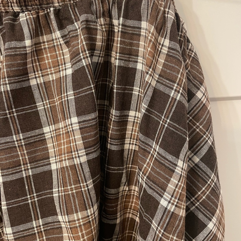 Plaid Maxi Skirt in Brown and Cream - Women's Skirt - Picture 6 of 7